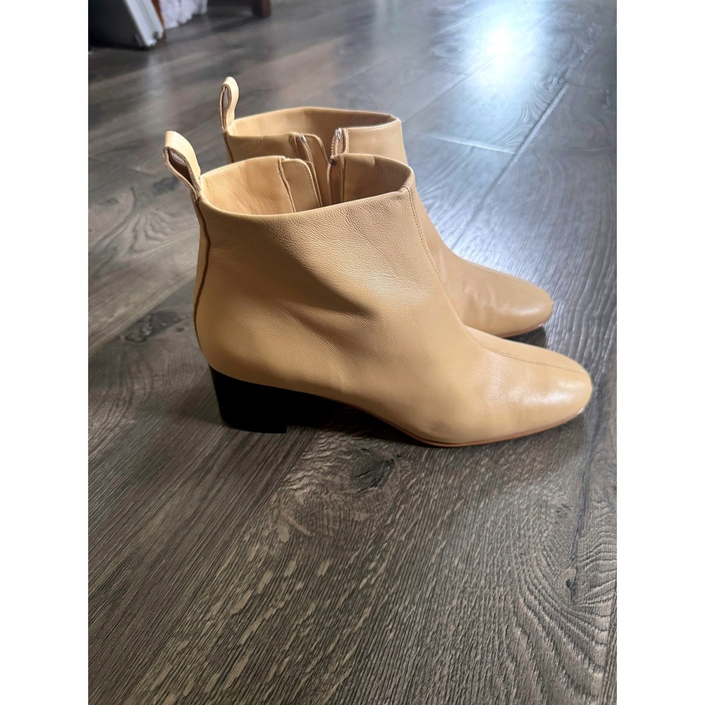 Everlane The Day Boot Ankle Bootie 9 Cream Leather Block Heel Shoes New